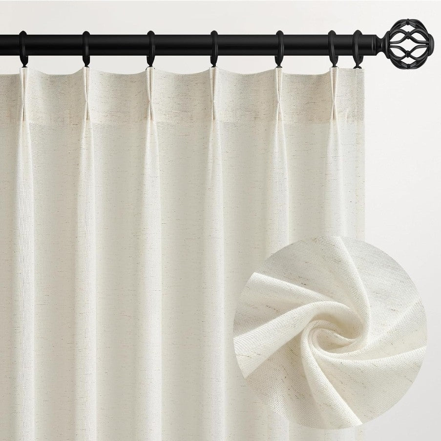 Pinch Pleated 92 Inch Curtains 2 Panels for Living Room Natural Curtains 92 2pk