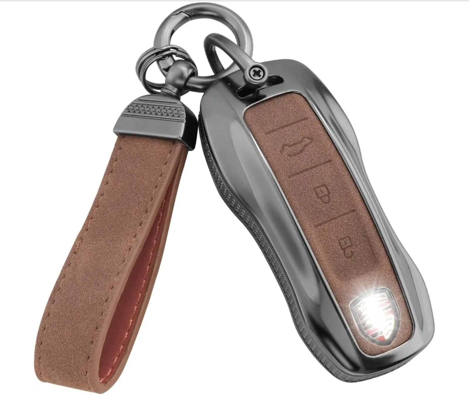 Compatible with Porsche Key Fob Cover with Keychain Leather For Panamera 911 Tay