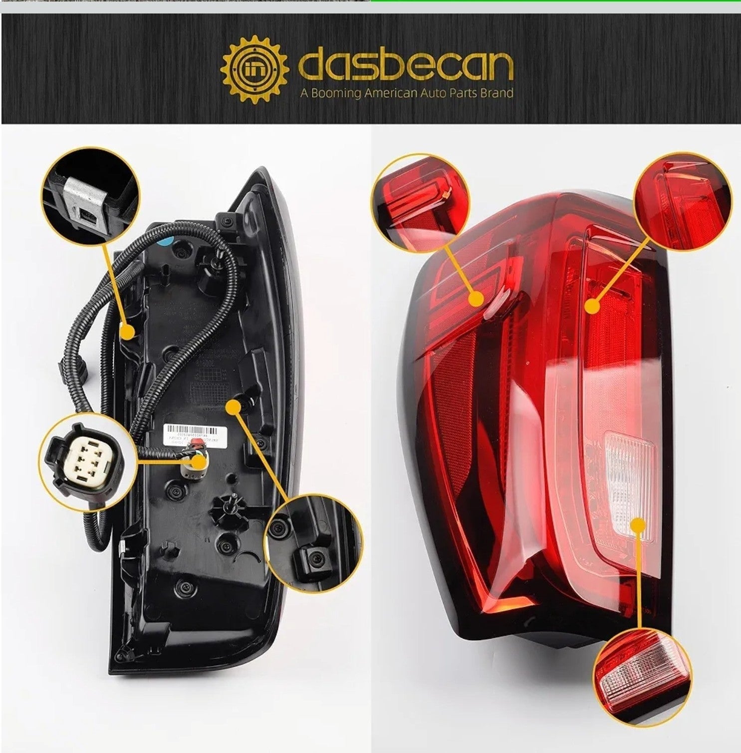 Left Driver Side Tail Light Assembly Rear Lamp LED Type for 2019-2023 GMC Sierra