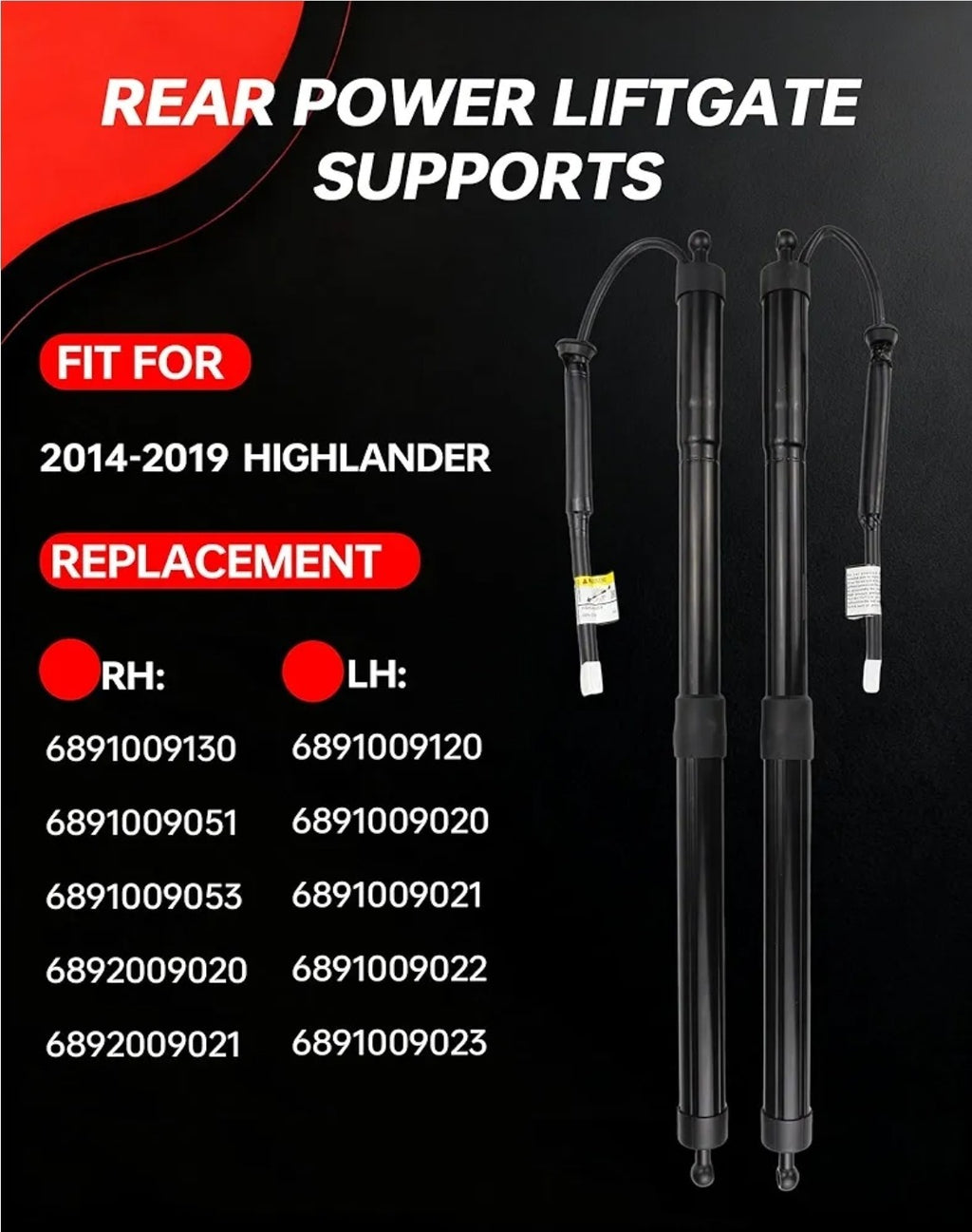 For 2014-2019 Toyota Highlander 2x Rear Tailgate Power Hatch Lift Support Struts