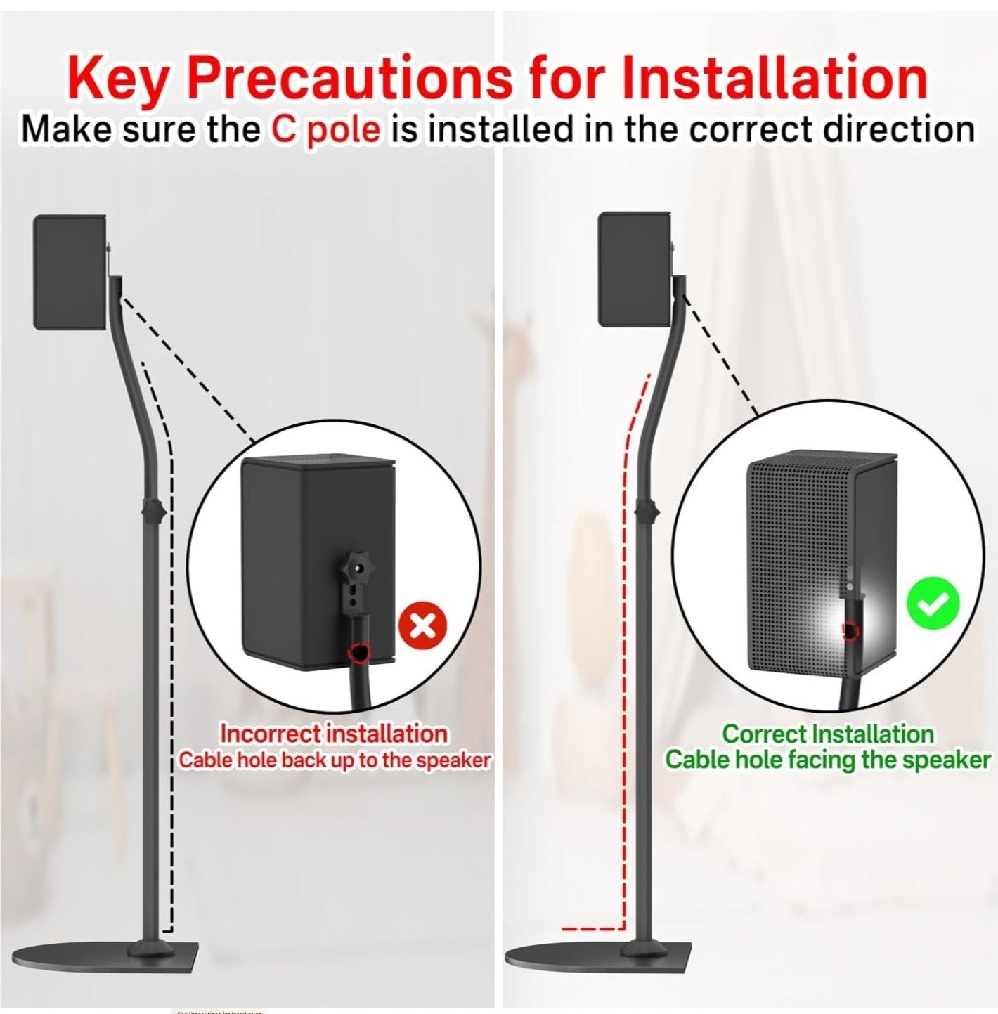 Speaker Stands Pair for Samsung HW-Q990C HW-Q990D Rear Speaker Stand with Wall M