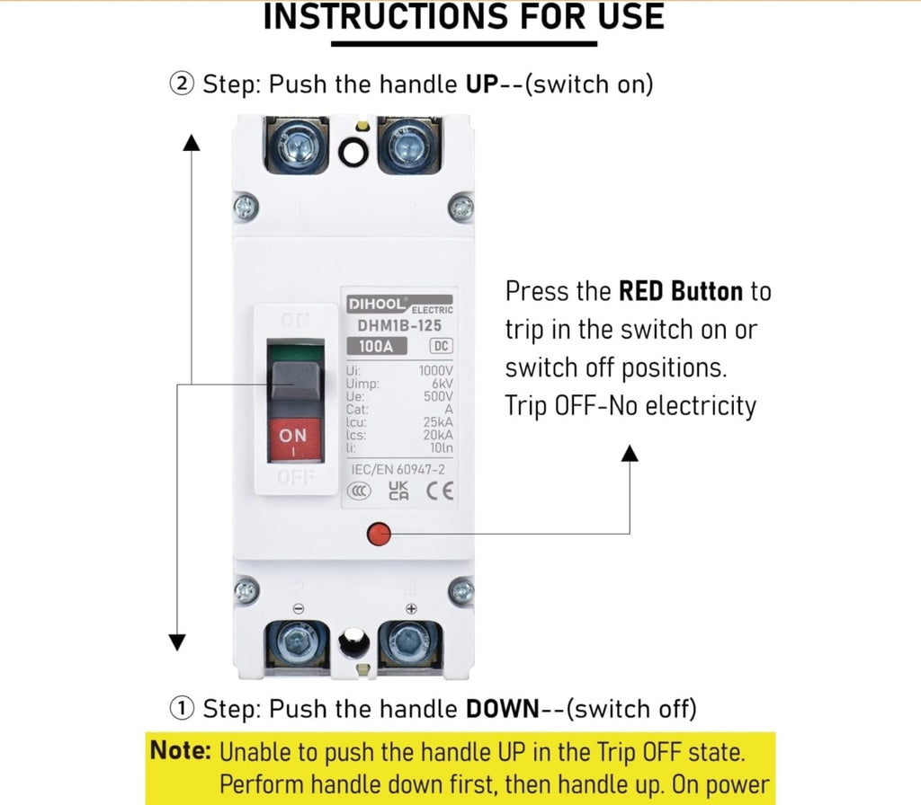 DC Main 100 Amp Circuit Breaker, Battery Disconnect Switch 500V, Master Switc...