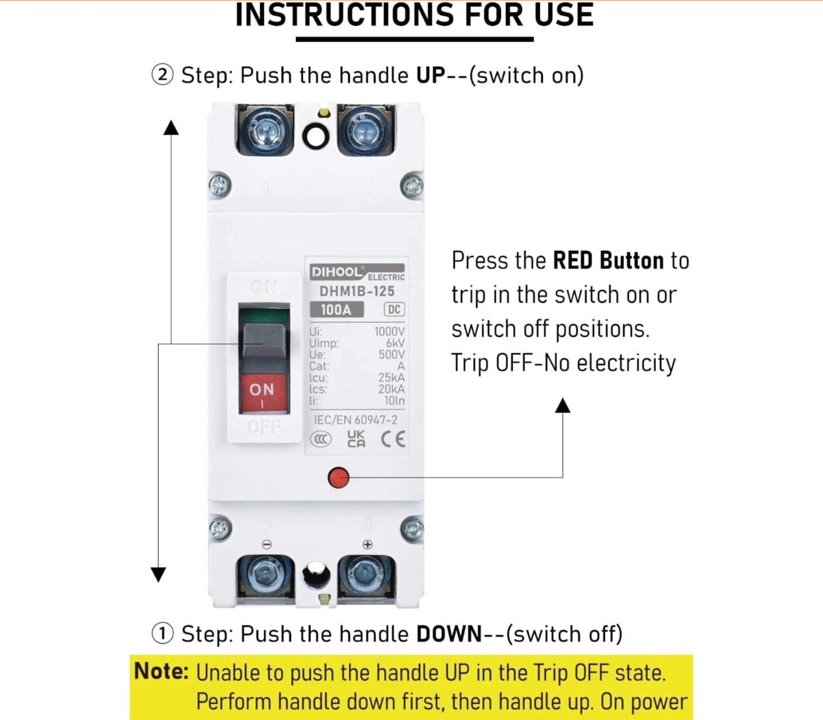 DC Main 100 Amp Circuit Breaker, Battery Disconnect Switch 500V, Master Switc...