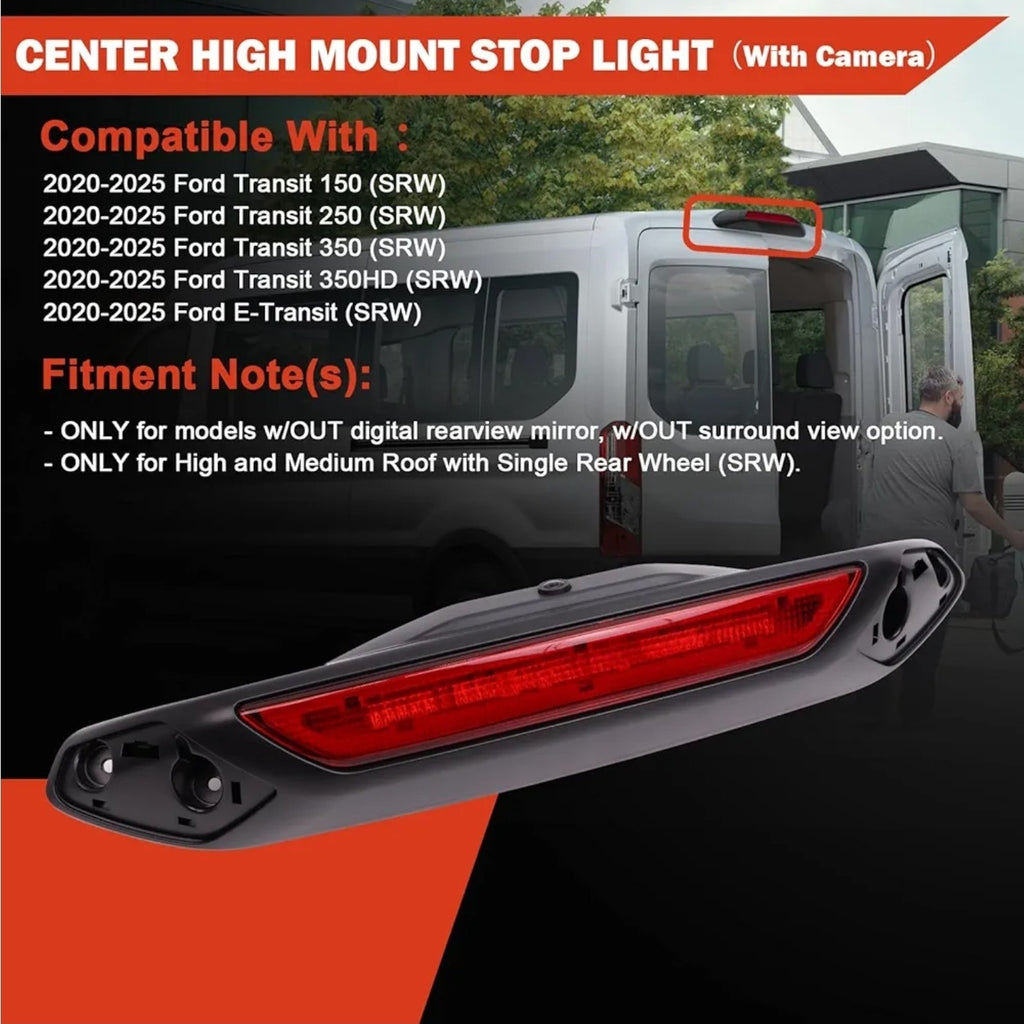 Third Brake Light With Camera Compatible with Ford Transit 150 250 350 2020-2025