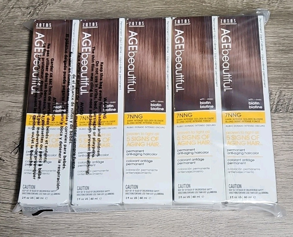 5 Pk Age Beautiful Permanent Anti-aging Haircolor Dark Intense Gldn Blonde 7NNG