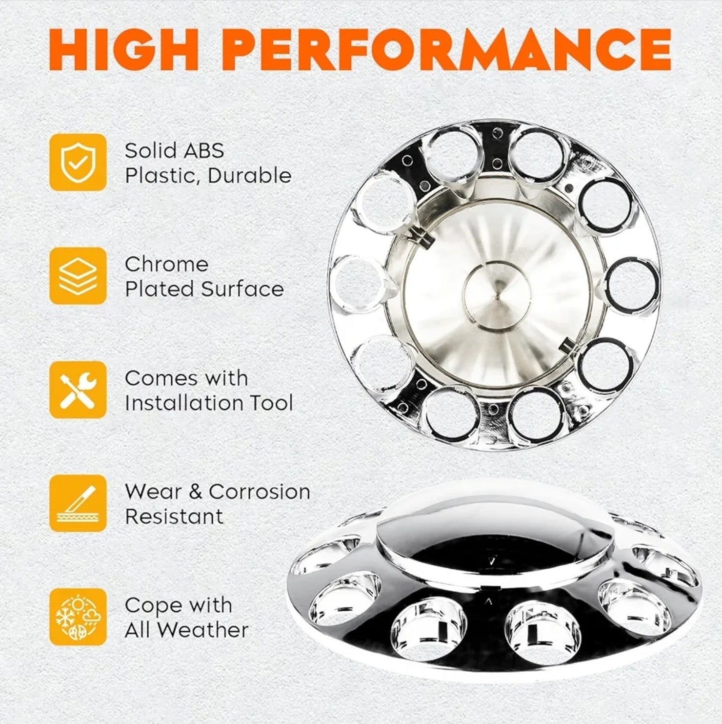 Front Axle Wheel Cover Standart Hubcap 33mm Screw-On ABS Chrome Plastic Durable