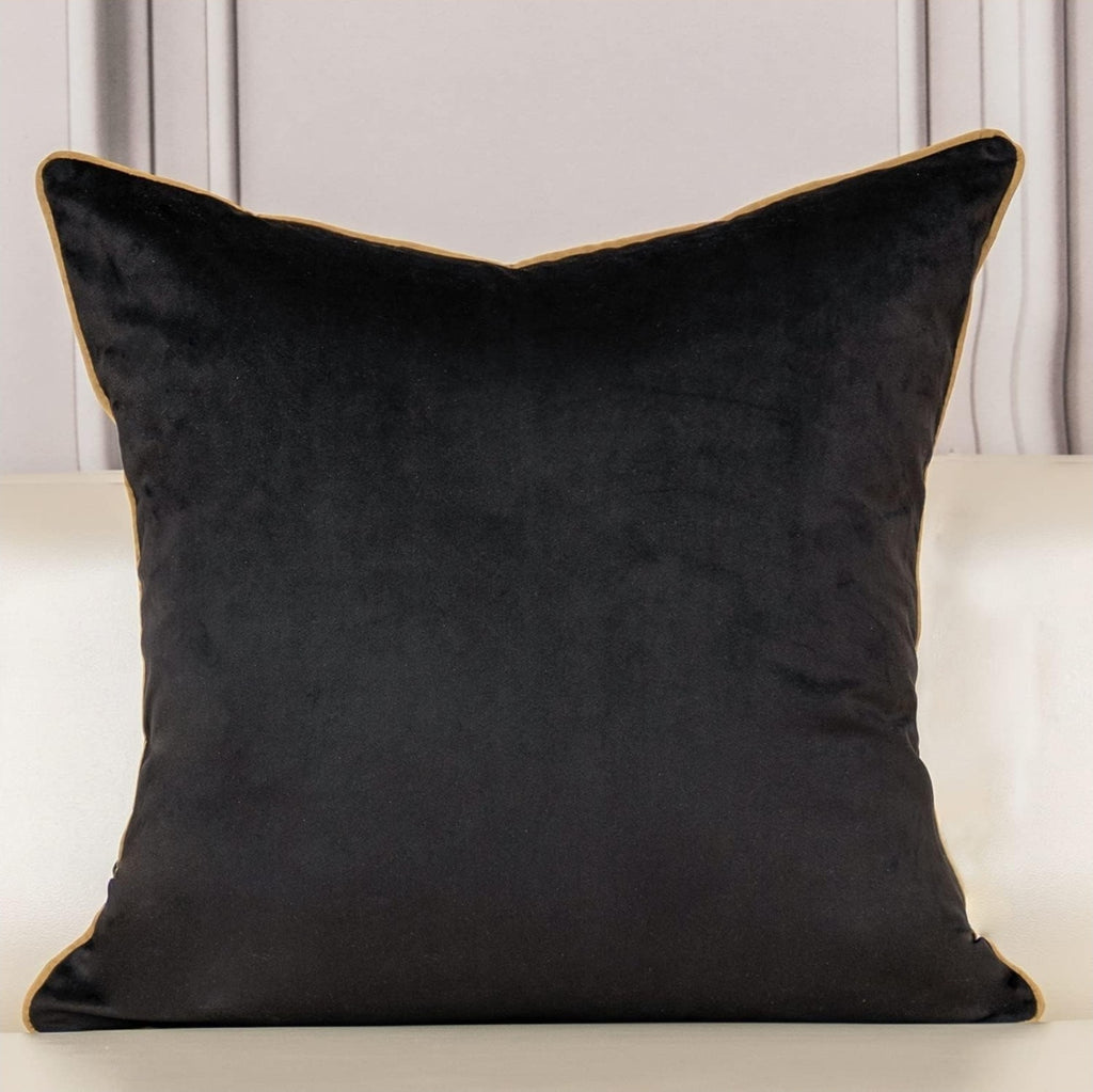 European Floral Pillow Cover 24X24 Inch, Luxury Velvet Embroidered Decorative Th