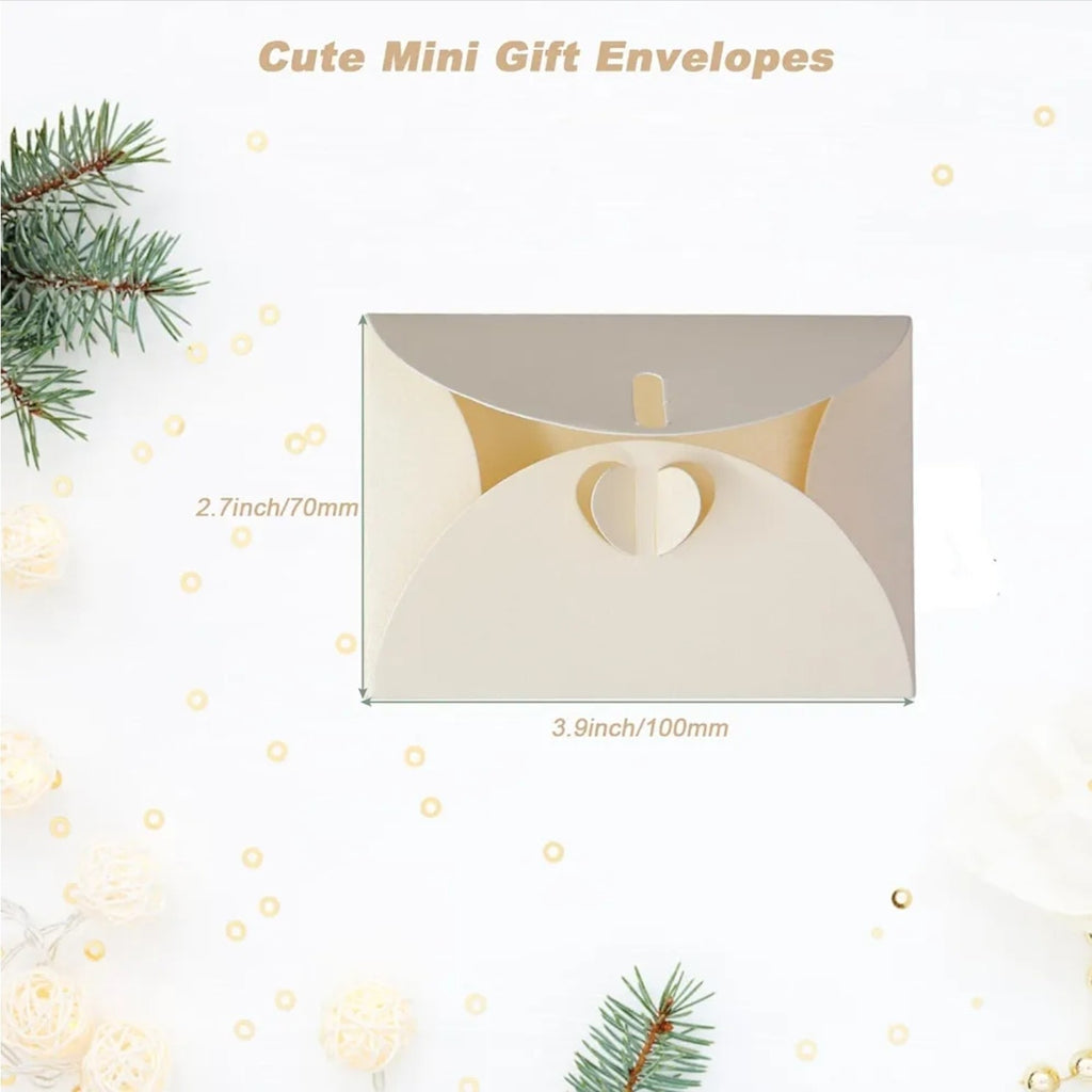 20Pcs Mini Envelopes Heart Clasp Tiny Item Cute Present Card Holder, Yellow