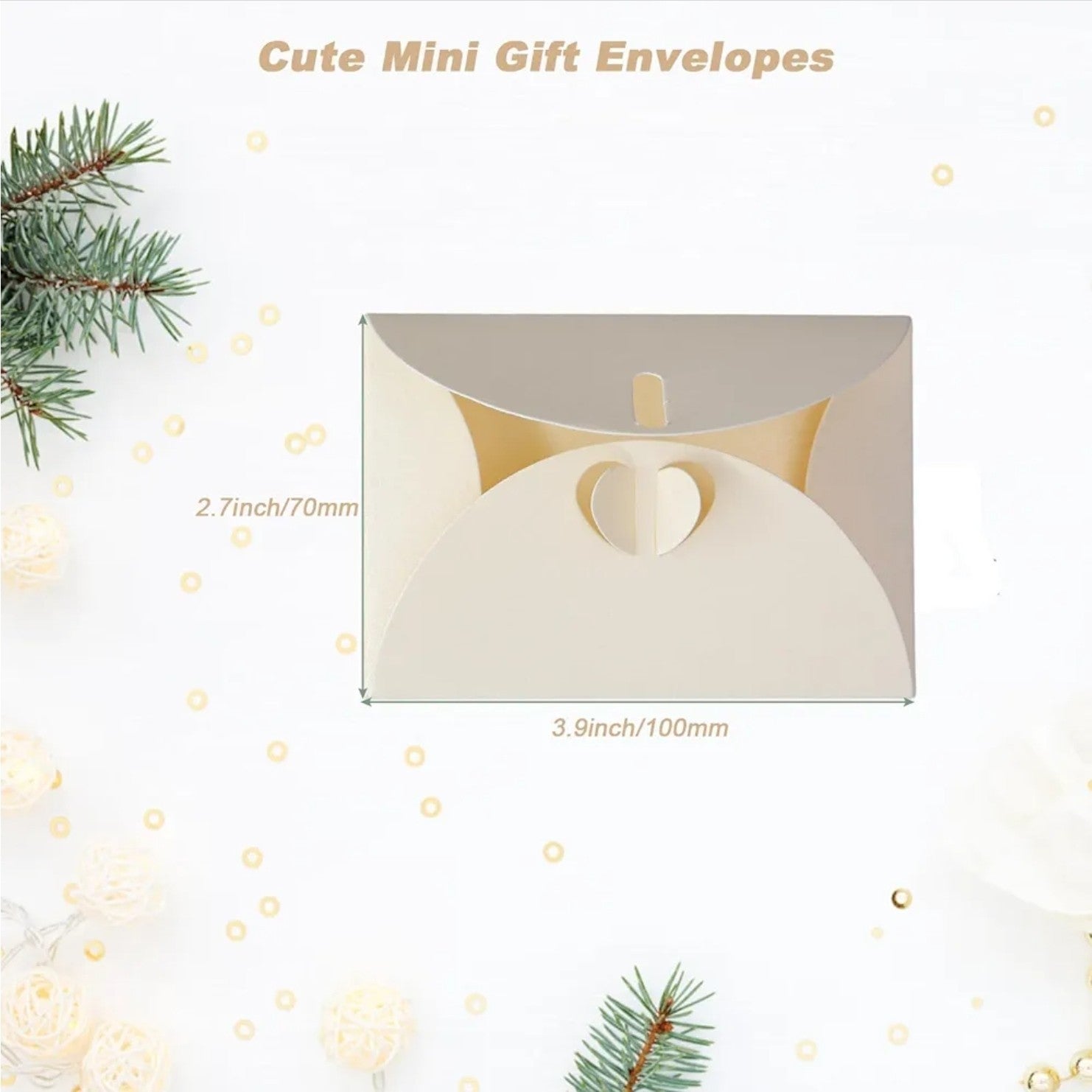 20Pcs Mini Envelopes Heart Clasp Tiny Item Cute Present Card Holder, Yellow
