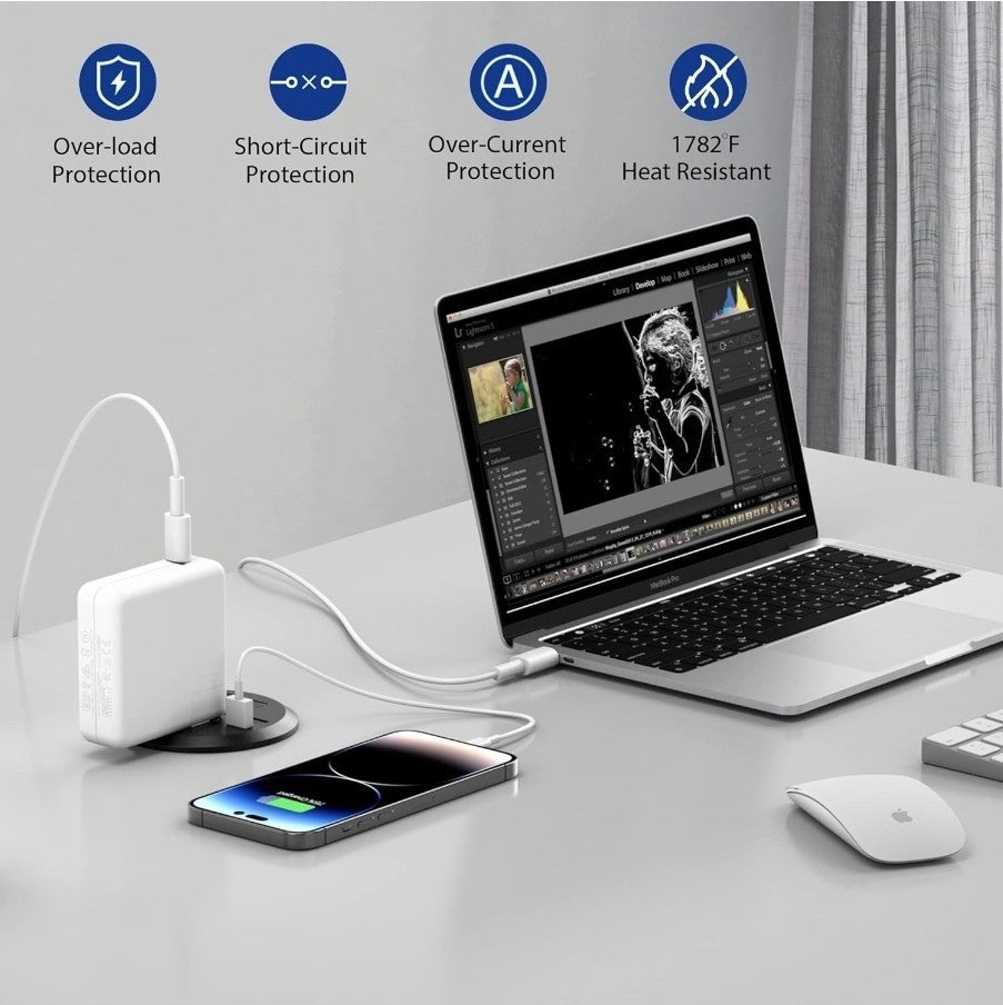 2pk Recessed Power Grommet with AC Outlets and USB-C Port FlushMount Desk Outlet