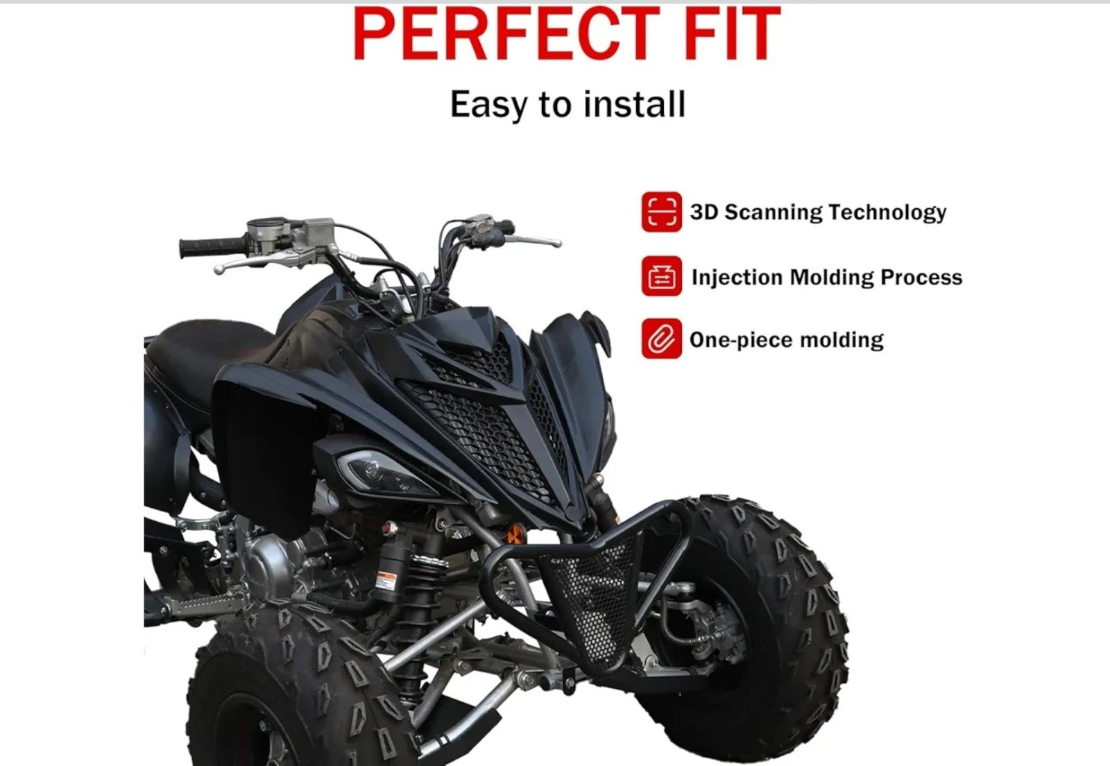 Front Fascia Radiator Cover Hood for Yamaha Raptor 700, Plastic Front Panel