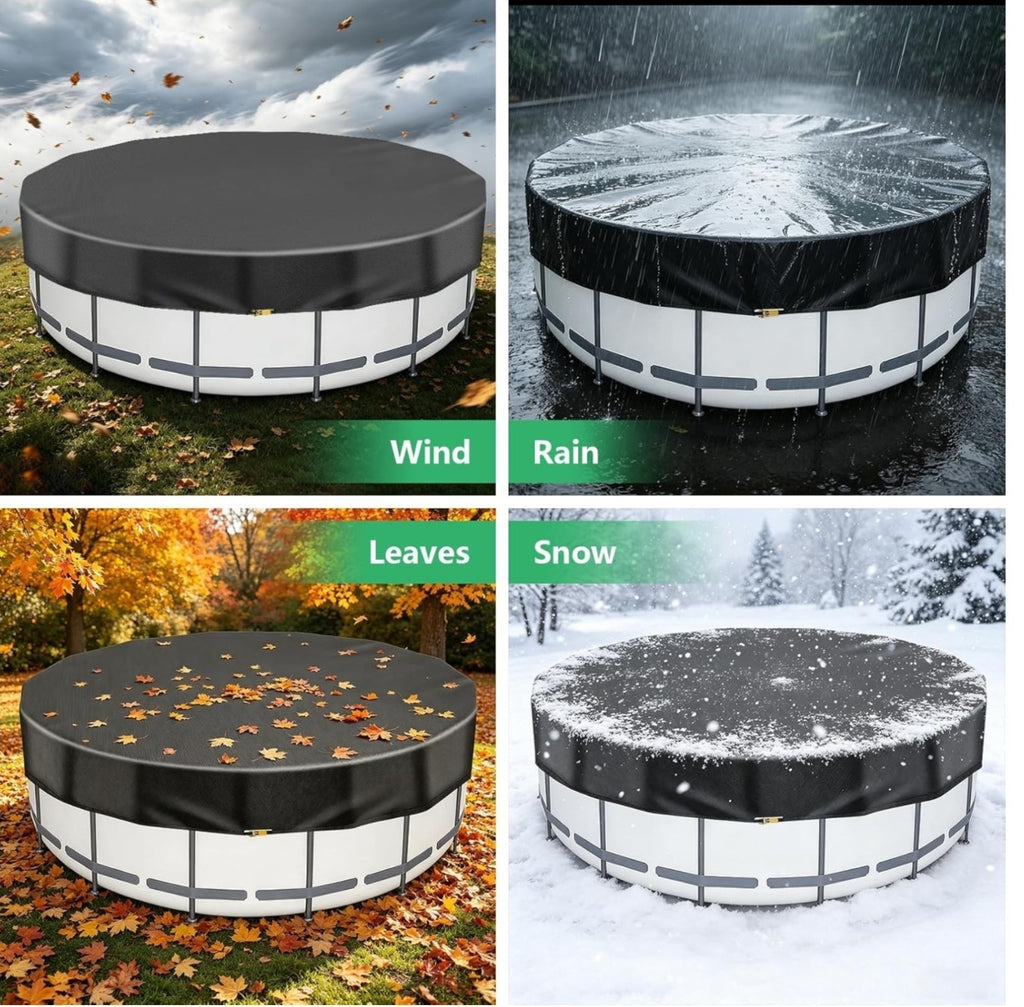 Round Pool Cover Heavy Duty Winter Pool Cover for 15 FT Above Ground Pool Black