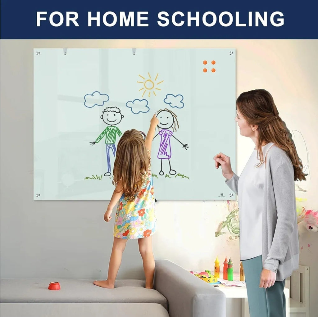 Glass Dry-Erase Board - 48 X 30 Inches Wall Mounted Whiteboard with Magnetism...