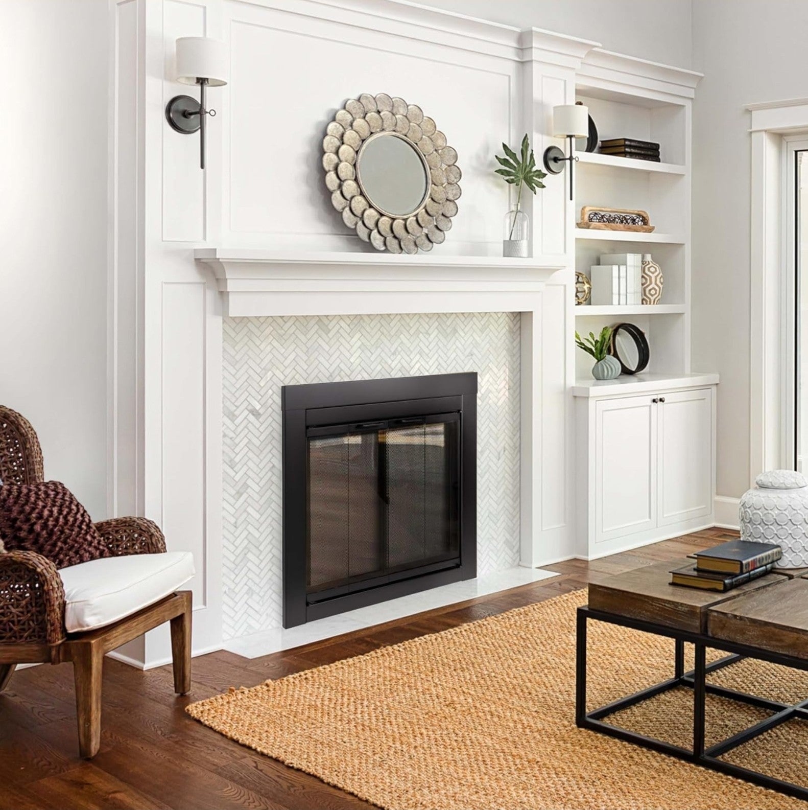 Pleasant Hearth Ascot Medium Glass Fireplace Doors AT-1001 1111 fireplace screen