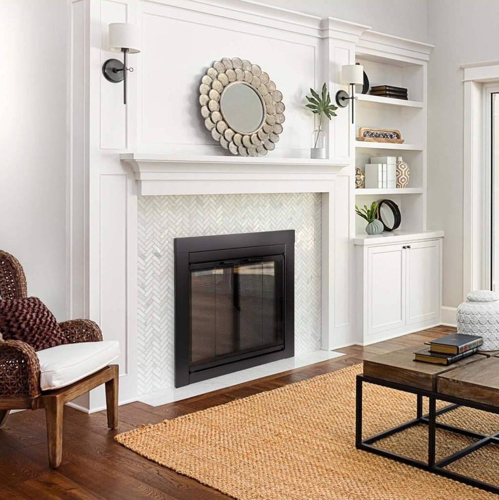 Pleasant Hearth Ascot Medium Glass Fireplace Doors AT-1001 1111 fireplace screen