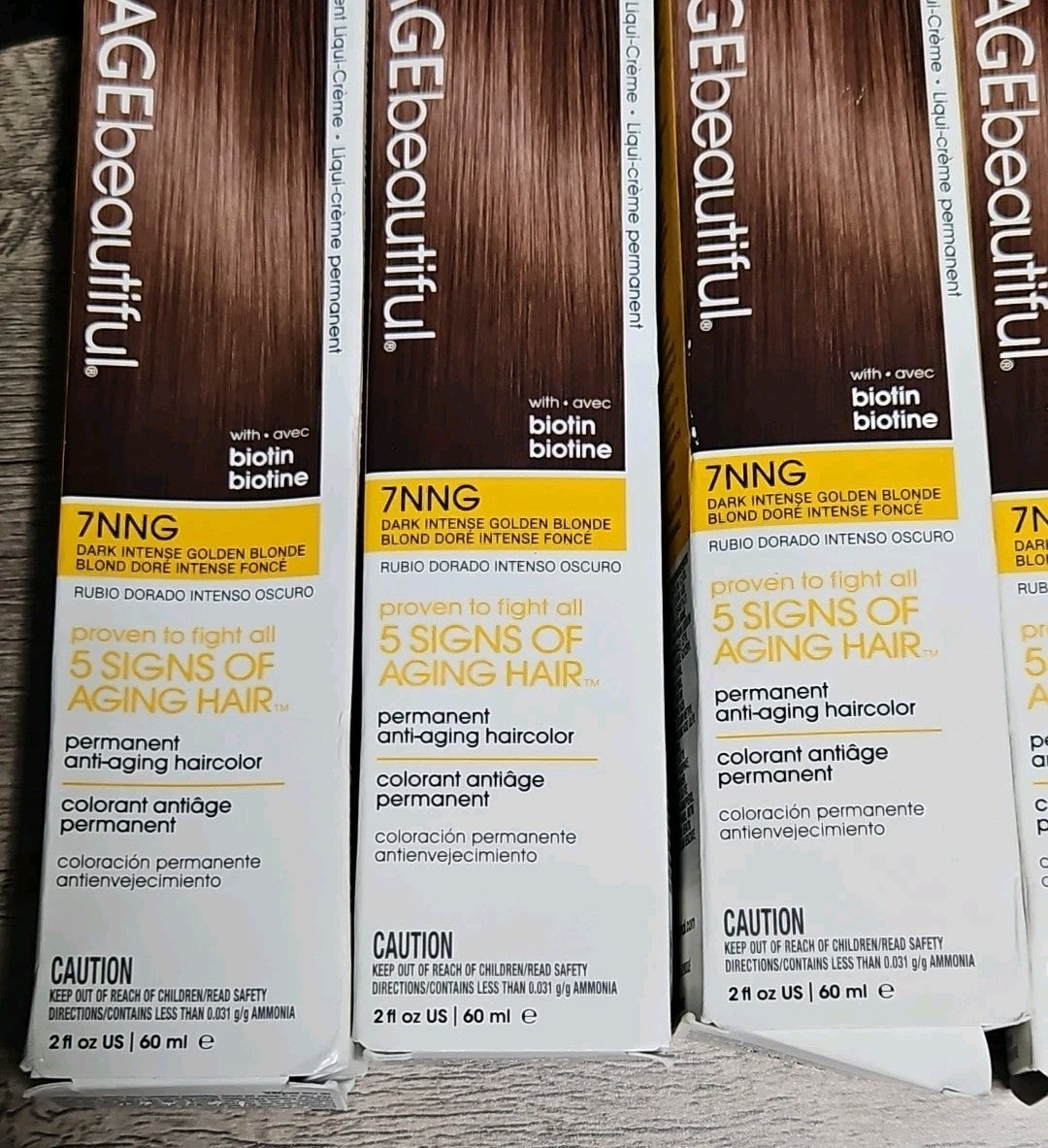 5 Pk Age Beautiful Permanent Anti-aging Haircolor Dark Intense Gldn Blonde 7NNG