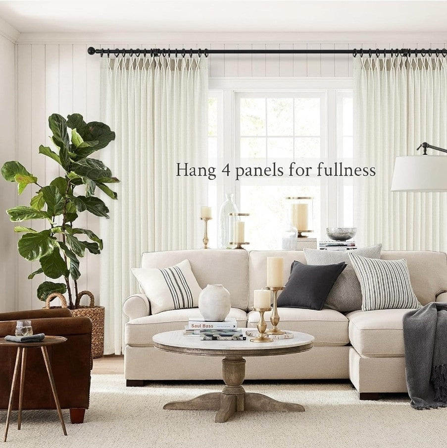 Pinch Pleated 92 Inch Curtains 2 Panels for Living Room Natural Curtains 92 2pk
