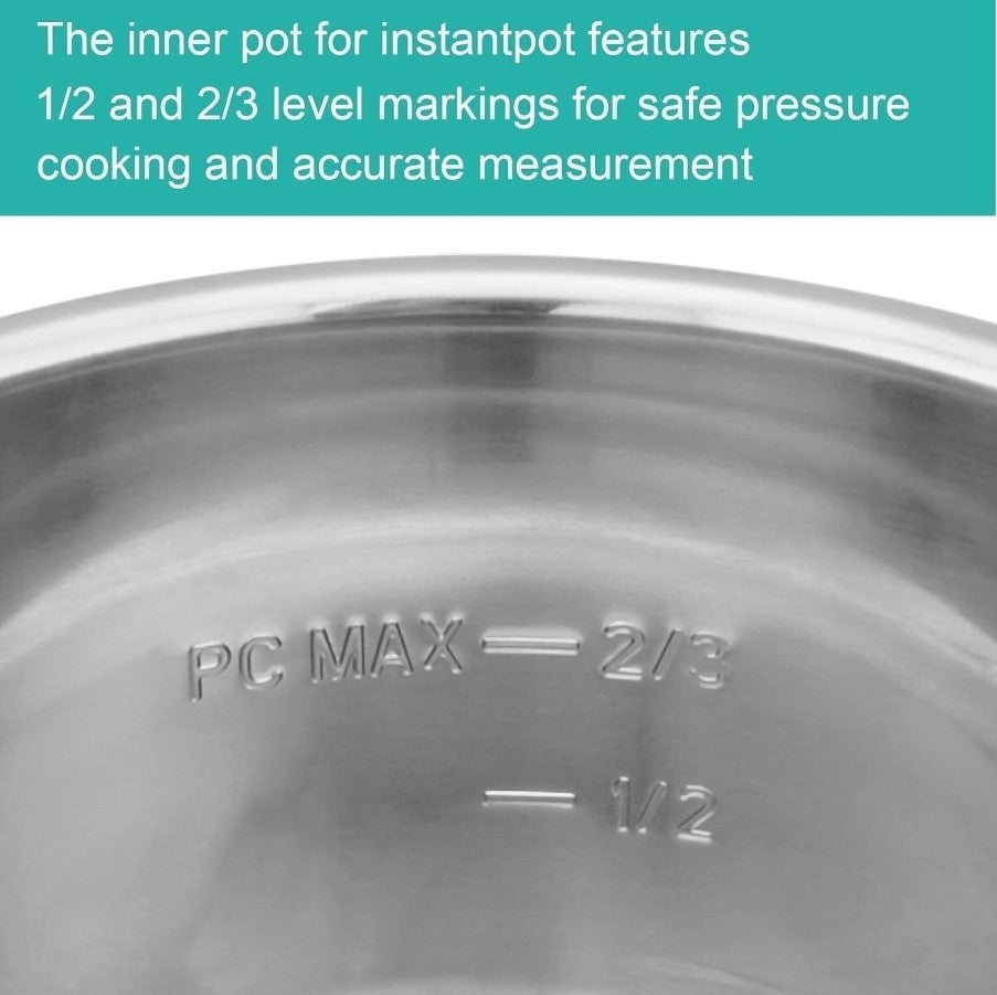 Stainless Steel Inner Pot for Instant Pot 6QT, Upgrade Replacement Pot for Insta