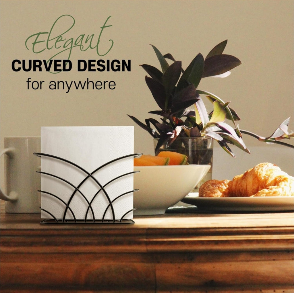 Napkin Holder for Table – Black Iron Upright Napkin Dispenser for Paper Napki...