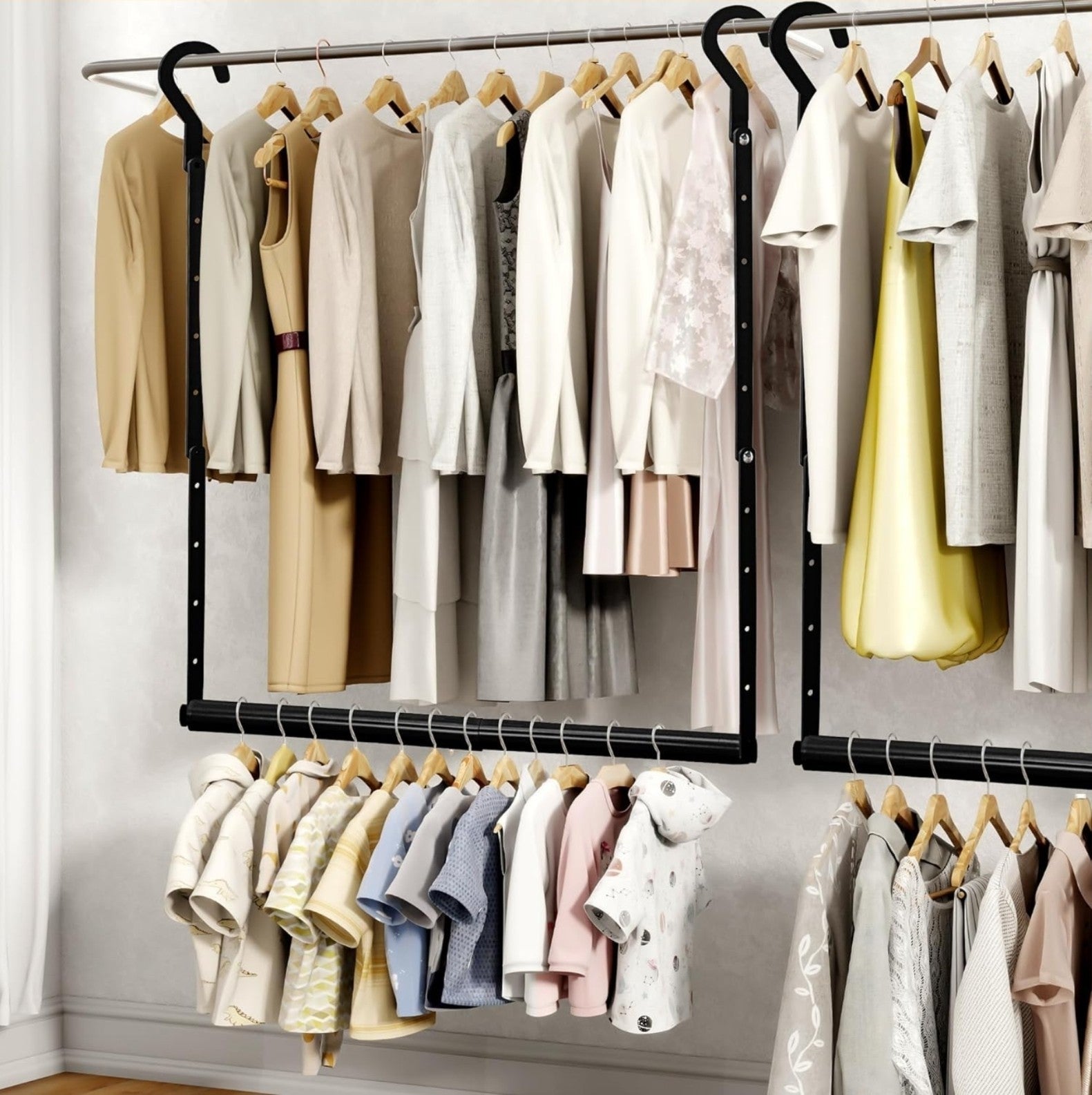 2pk Adjustable Closet Rod Hanging Clothes Heavy Duty Closet Extender Hanging Rod