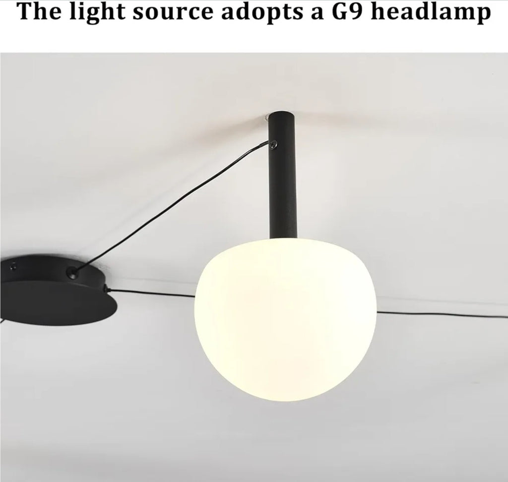 4-Light Black Glass semi Embedded Ceiling Light Suitable for Living Rooms, bedro