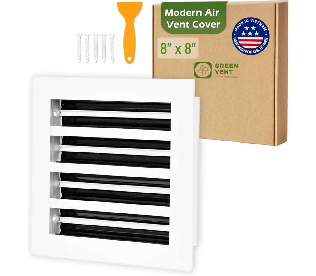 8x8 Modern AC Vent Cover-Decorative White Air Vent - Aluminum Linear Slot Adjust