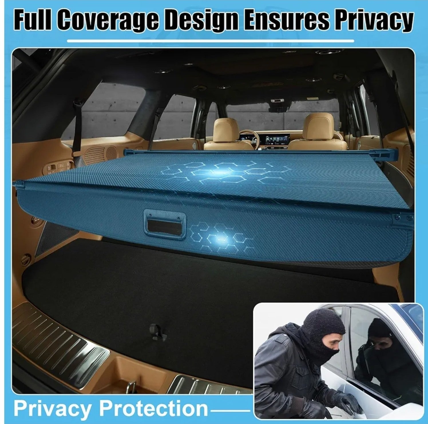 For 2026 Hyundai Palisade Leather Style Retractable Rear Trunk Cargo Cover Shade