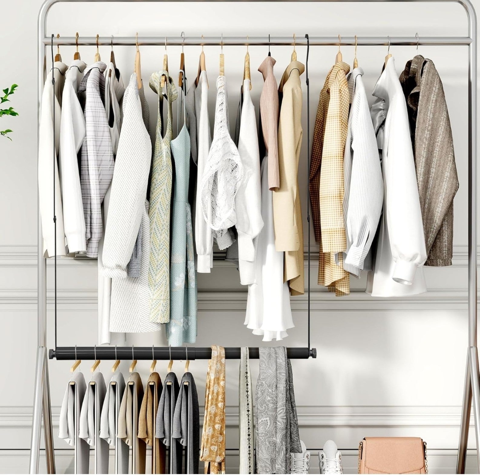 2pk Adjustable Closet Rod Hanging Clothes Heavy Duty Closet Extender Hanging Rod