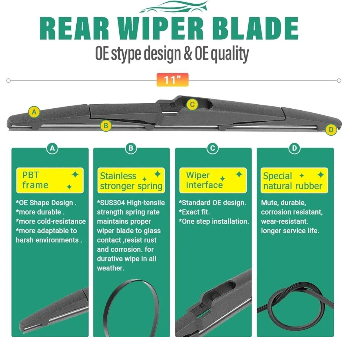24" 18" 11" Windshield Wiper Blades Replacement for Kia Seltos 2021 2022 2023...