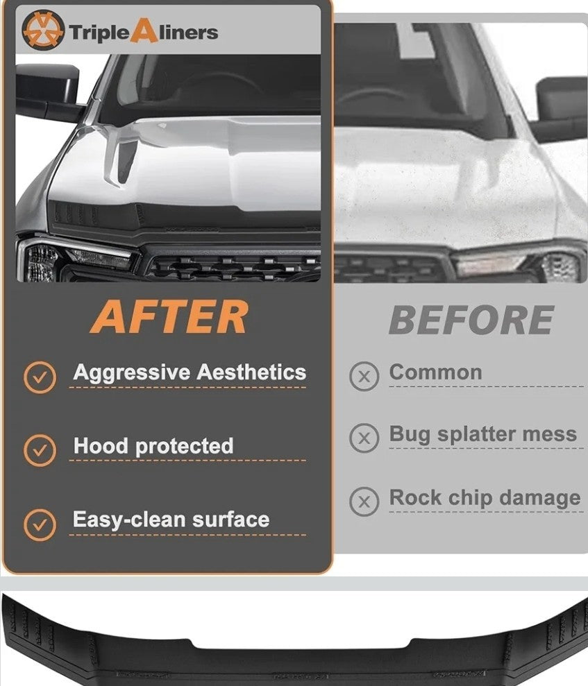 Low Profile Hood Shield Protector Bug Deflector for 2024 2025 2026 Ford Ranger