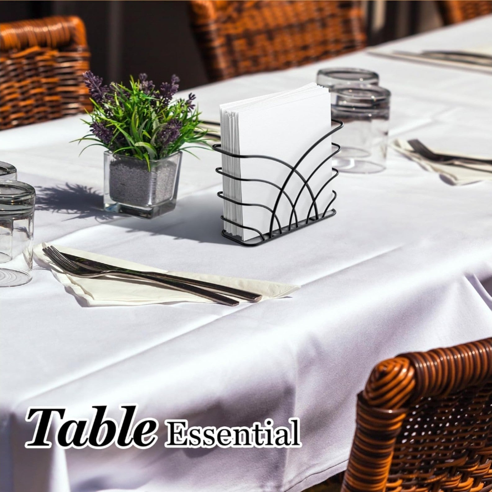 Napkin Holder for Table – Black Iron Upright Napkin Dispenser for Paper Napki...