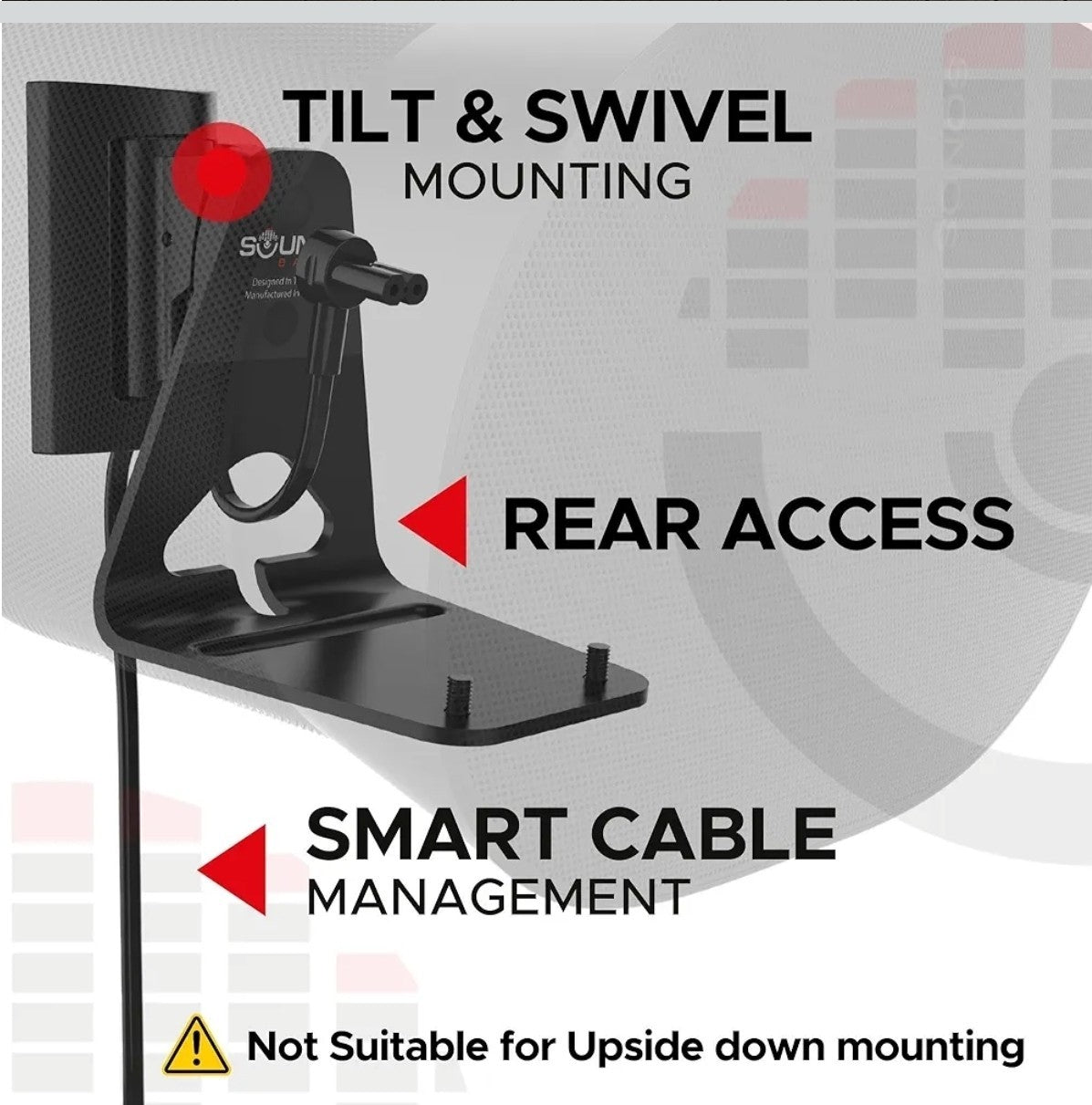 ERA300 Wall Mount Bracket, Tilt and Swivel, Black, Twin (2pcs), Compatible wi...