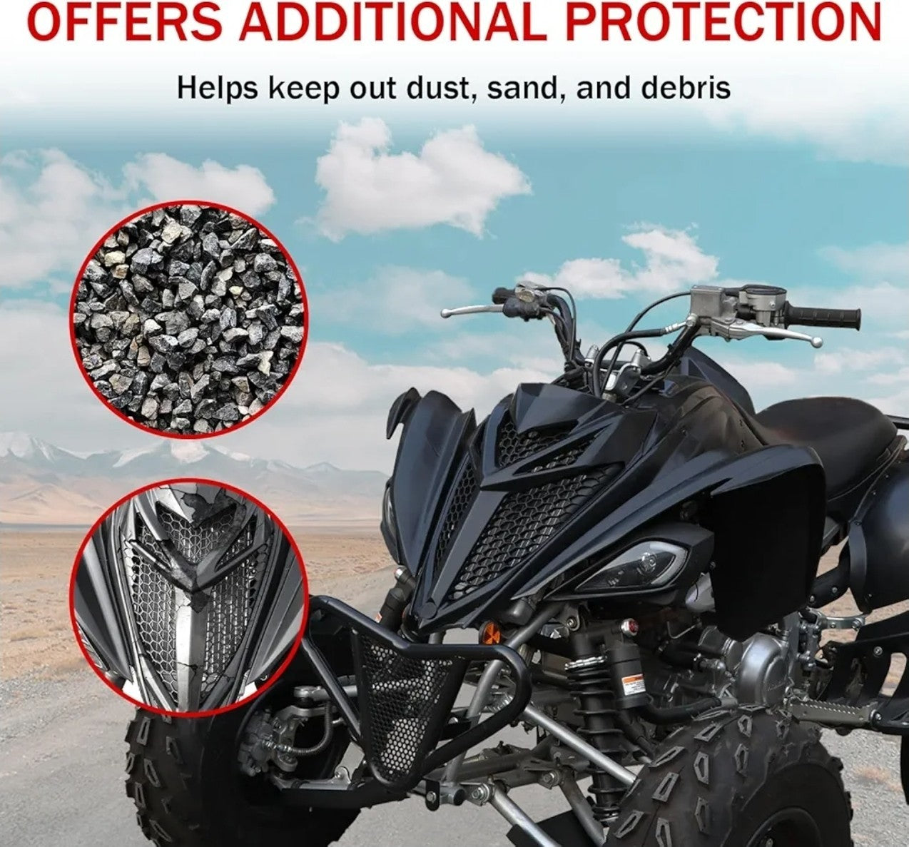 Front Fascia Radiator Cover Hood for Yamaha Raptor 700, Plastic Front Panel