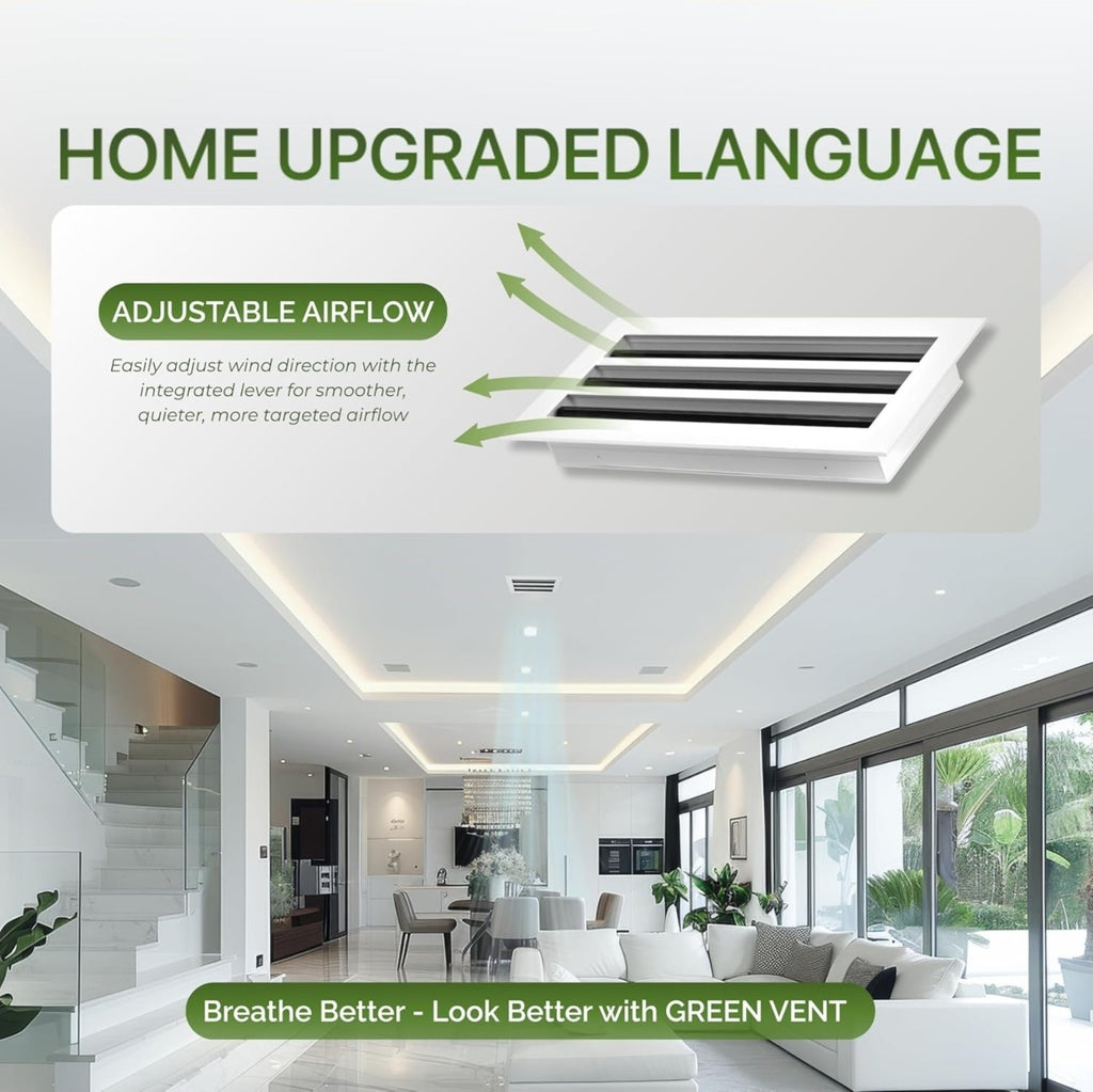 8x8 Modern AC Vent Cover-Decorative White Air Vent - Aluminum Linear Slot Adjust
