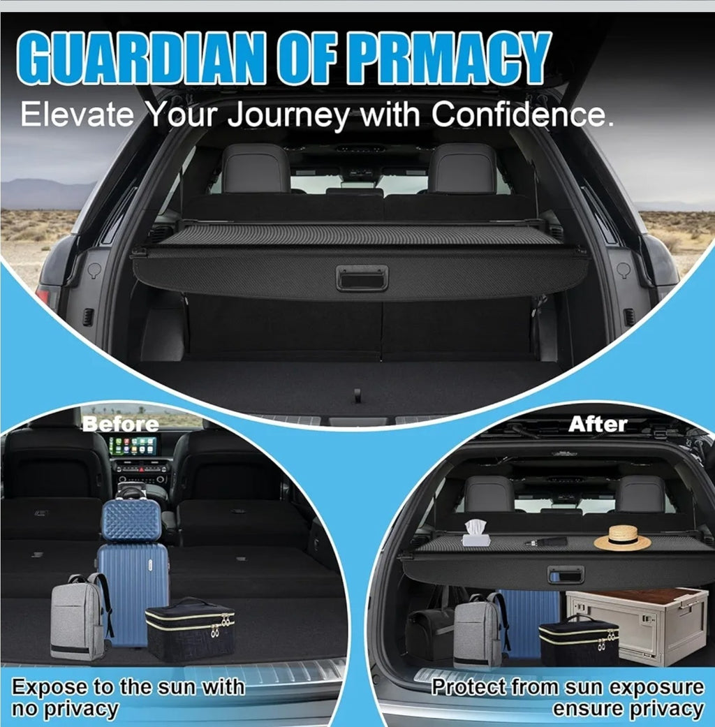 For 2026 Hyundai Palisade Leather Style Retractable Rear Trunk Cargo Cover Shade