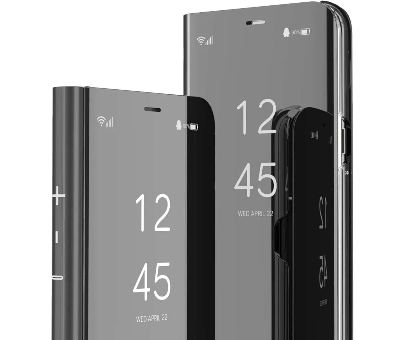 Flip Mirror S-View Phone Case For Samsung Z Fold 6 Stand Cover Clear View Black