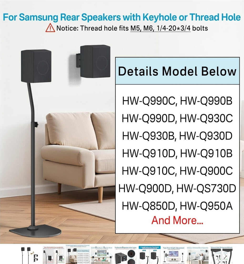 Speaker Stands Pair for Samsung HW-Q990C HW-Q990D Rear Speaker Stand with Wall M