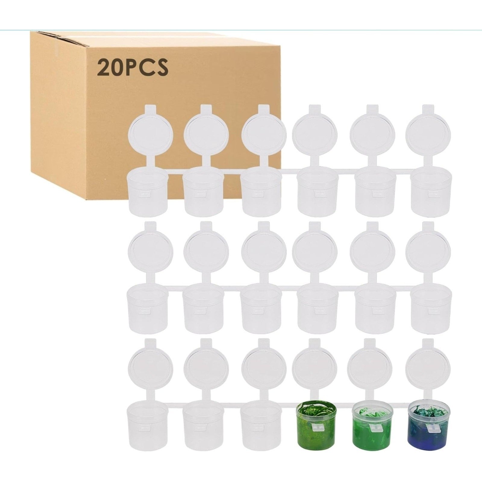 20pcs Paint Cups for Paint Storage Containers mini Plastic Paint cups For Art