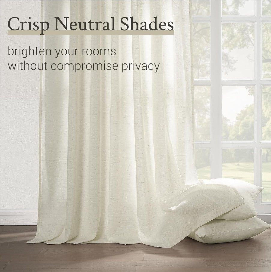 Pinch Pleated 92 Inch Curtains 2 Panels for Living Room Natural Curtains 92 2pk