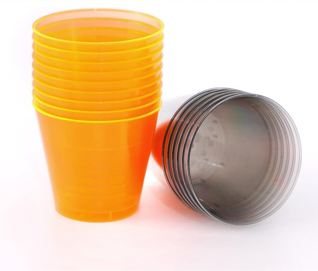 100ct 1 oz Disposable Hard Plastic Shot Glasses Jello Cups Iridescent Neon Party