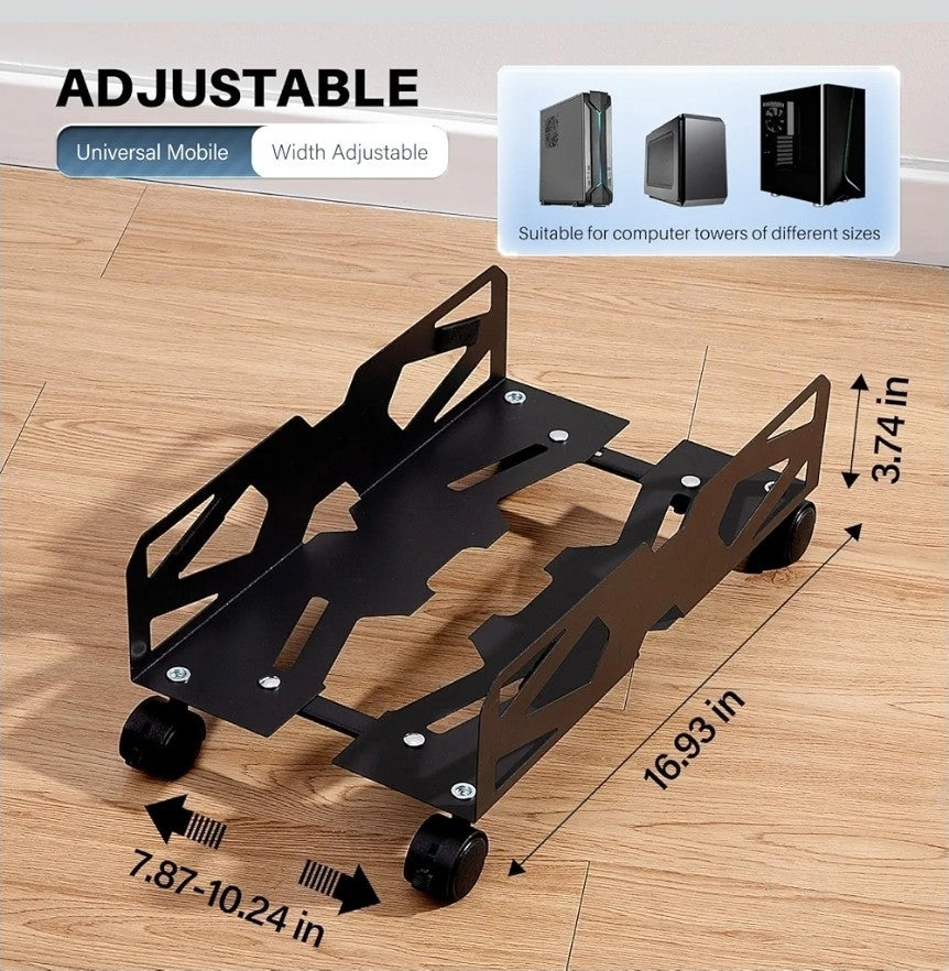 Adjustable Computer Tower Stand, PC Stand Mobile CPU Stand with 4 Rolling Caster