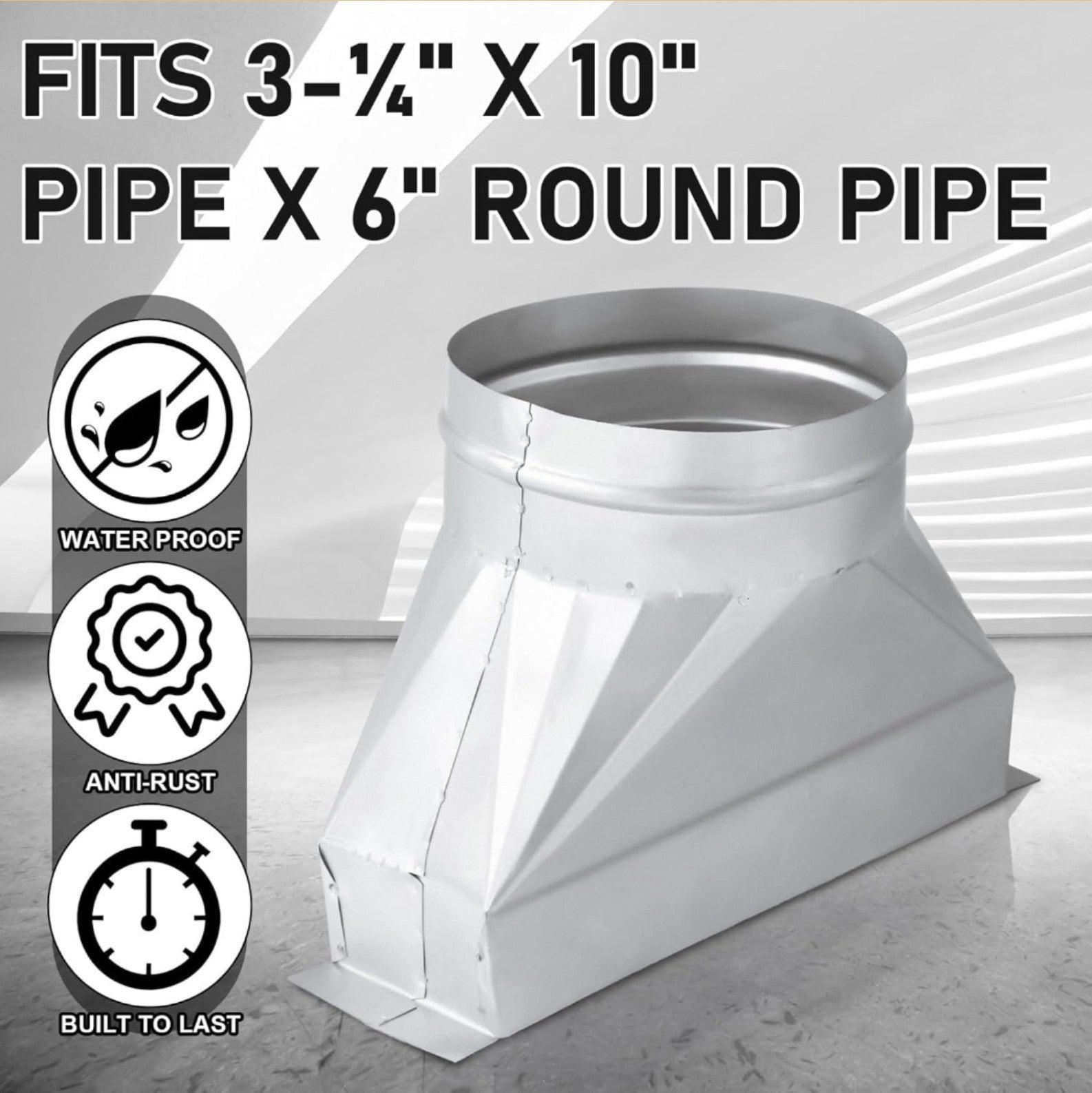 3-1/4 x 10 x 6 Rectangular to Round Duct Vent Range Hood Universally Compatible