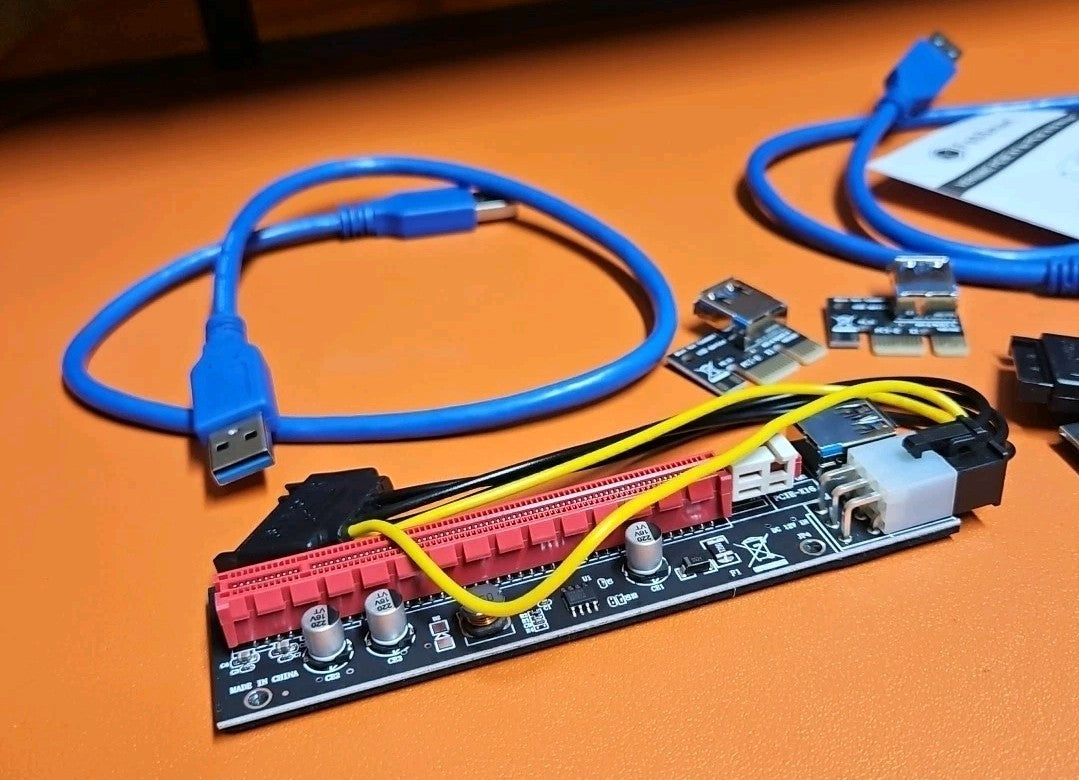 PCI-E 1X To 16X GPU Riser Card Adapter USB 3.0 Cable Powered Mining Rig