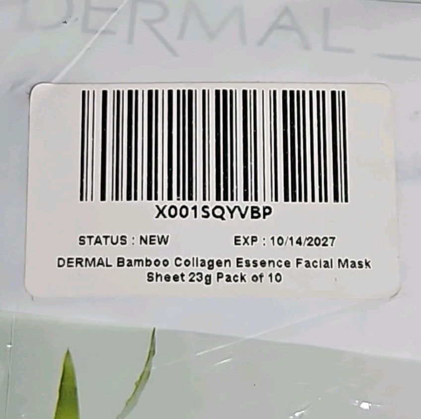 Dermal Mask 10 Pack Bamboo Collagen Essence Mask 10 Sheets