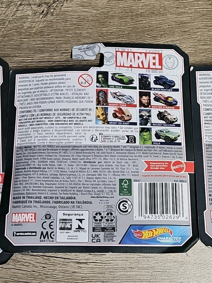 Hot Wheels Marvel Black Panther Thor She Hulk Hulk Car Versions New 4pk Sealed