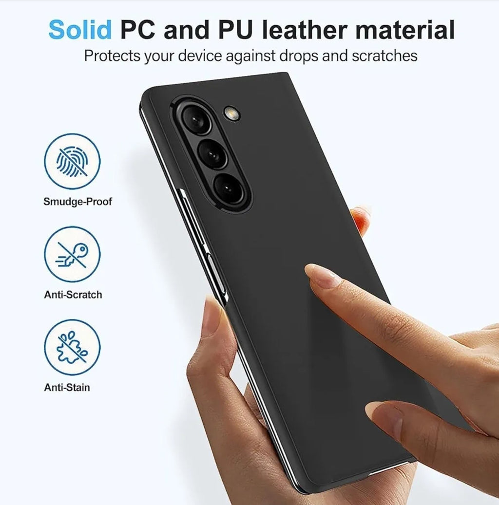 Flip Mirror S-View Phone Case For Samsung Z Fold 6 Stand Cover Clear View Black