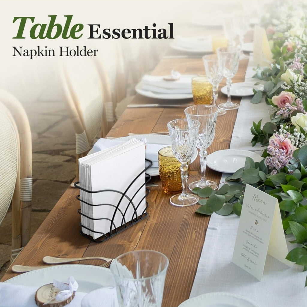 Napkin Holder for Table – Black Iron Upright Napkin Dispenser for Paper Napki...