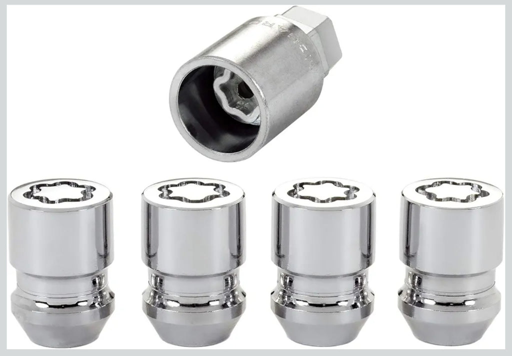McGard 24157 Chrome Wheel Lock Set Cone Seat M12x1.5 Thread 13/16 Key Hex
