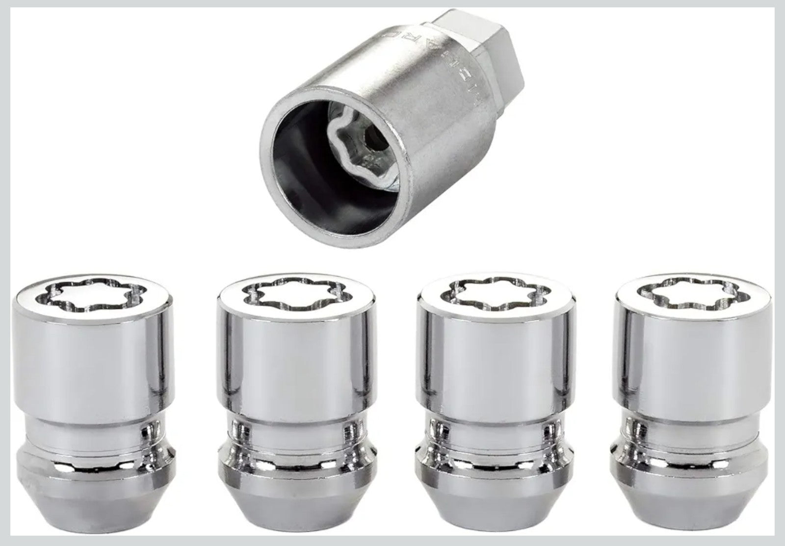 McGard 24157 Chrome Wheel Lock Set Cone Seat M12x1.5 Thread 13/16 Key Hex