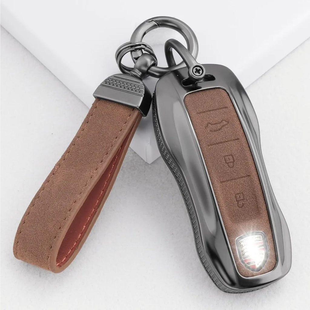 Compatible with Porsche Key Fob Cover with Keychain Leather For Panamera 911 Tay